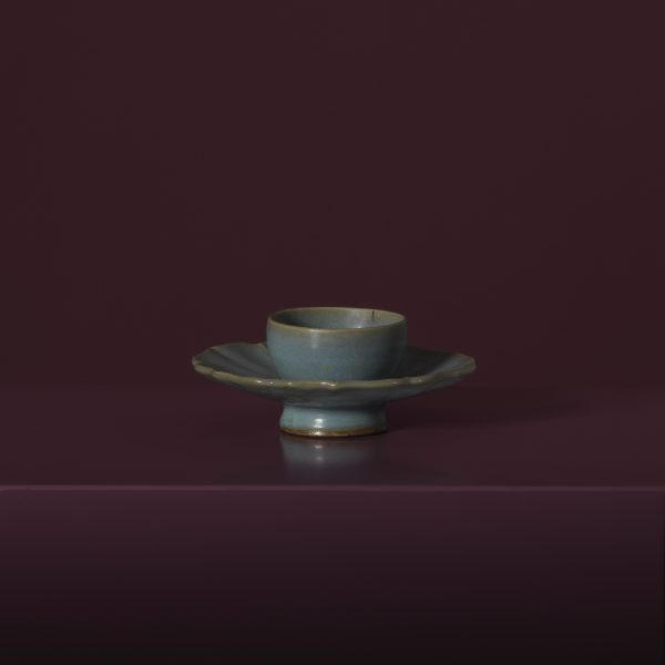 A Sky Blue-glazed JUN Foliate Cup Stand