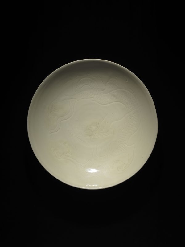 A White-glazed DING “Dragon” Dish
