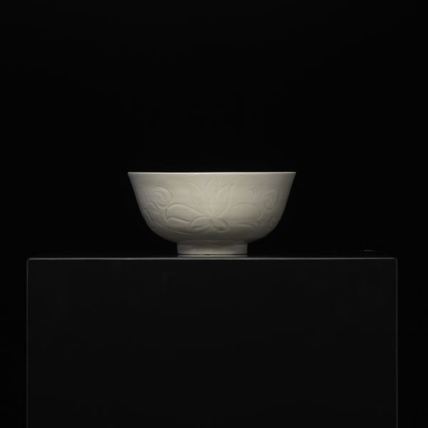 A White-glazed DING Bowl with Incised Lotus Flowers
