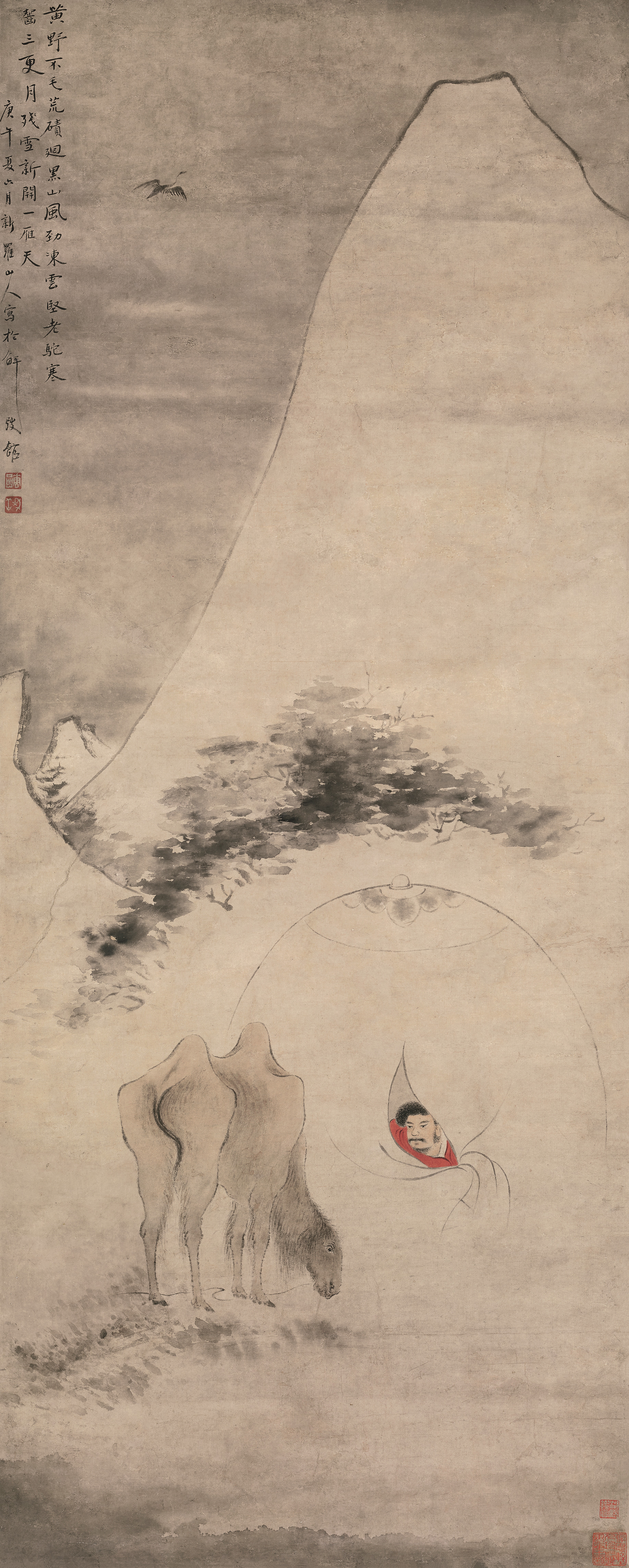 《雪驼残雪图》轴