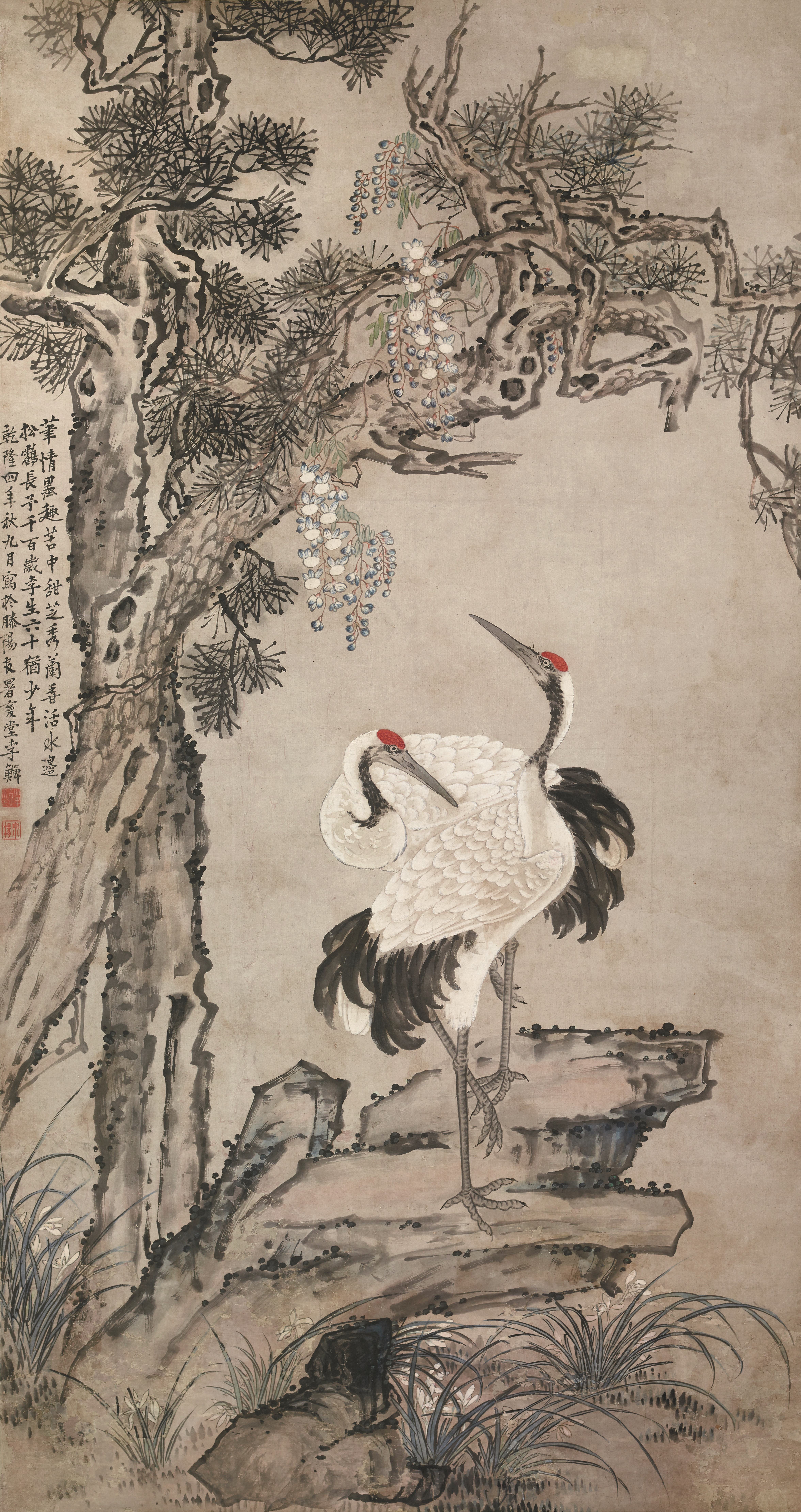 《松鹤延年图》轴