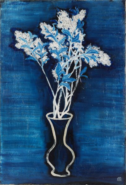 Vase of Flowers in Blue