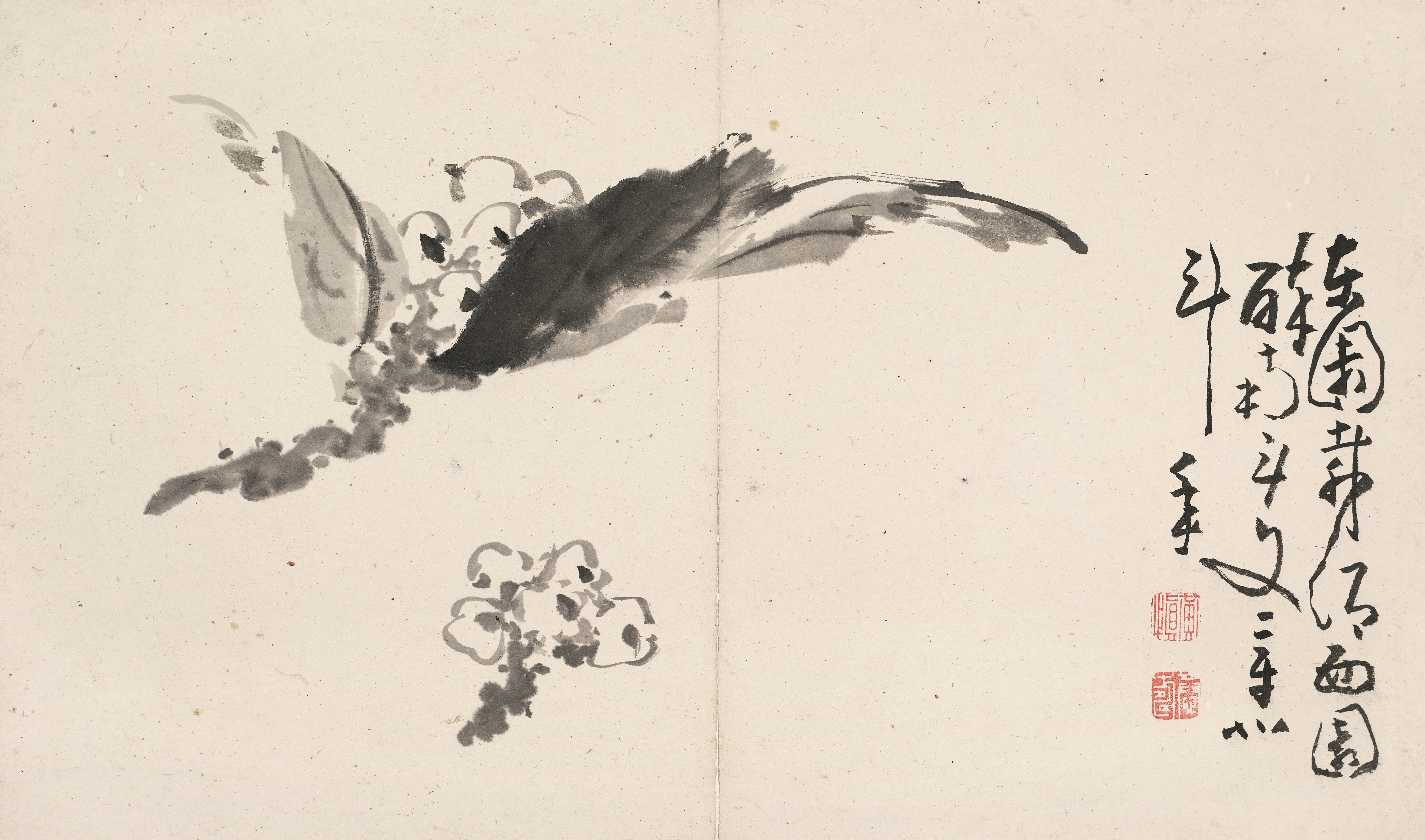 黄慎 《花卉图》册 纸本水墨   十开 纵 28cm  横 47cm