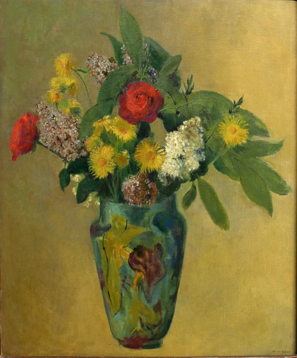 Pivoines, Lilas, Roses et Feuillage dans un Grand Vase 1900
