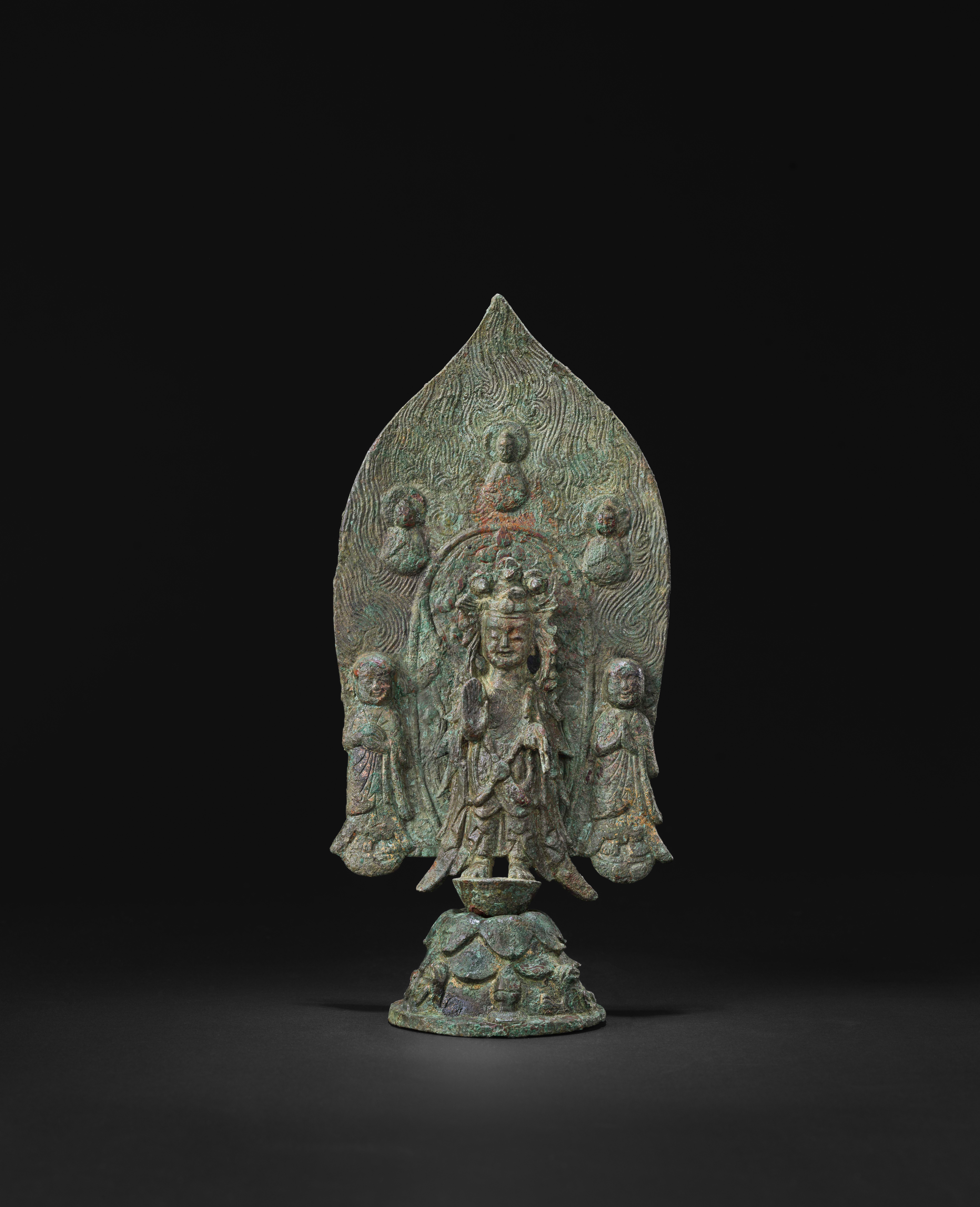 Gilt-Bronze Standing Attendant Bodhisattva