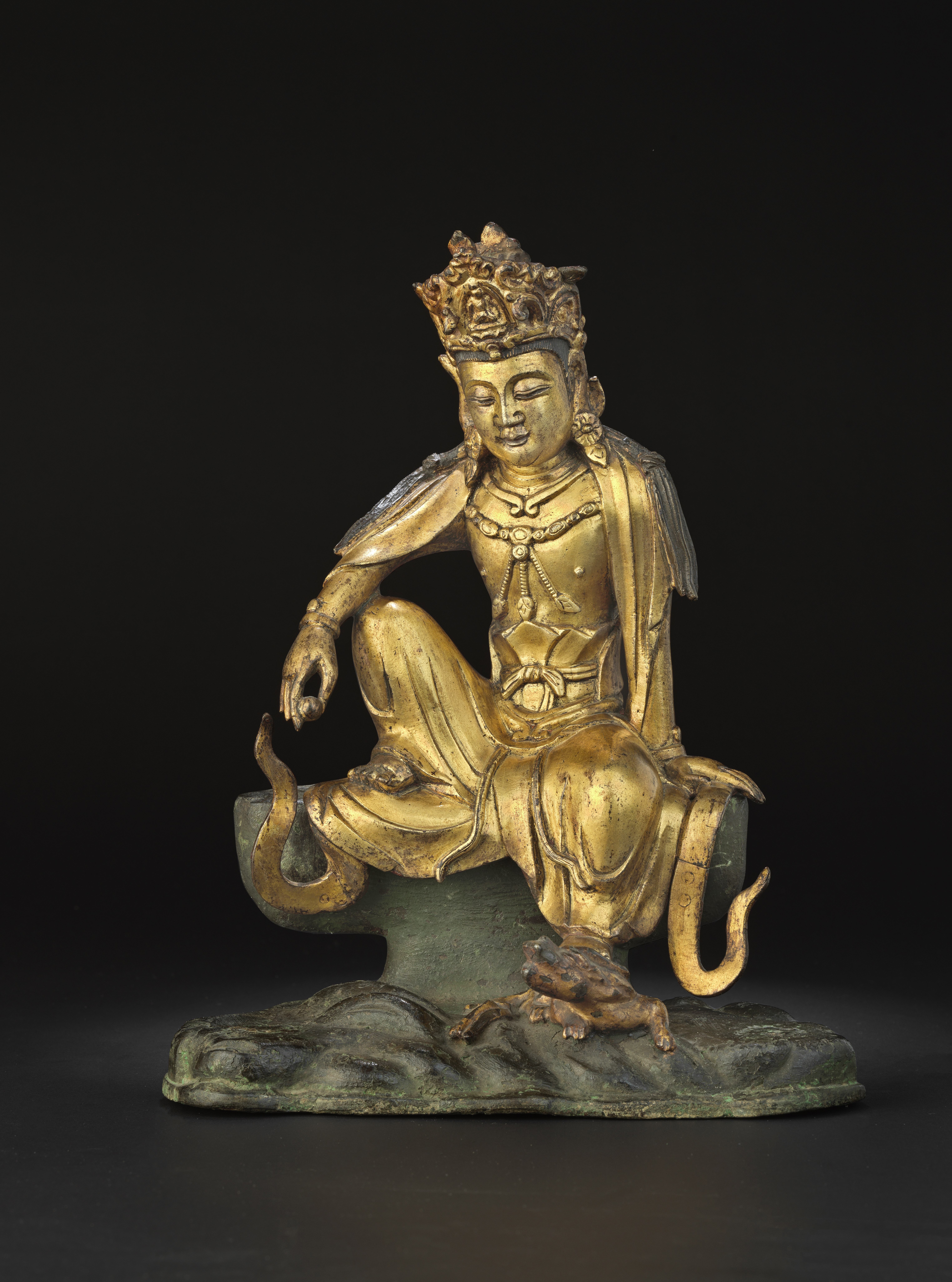 Gilt-Bronze Avalokiteśvara (Guanyin) in Royal Ease