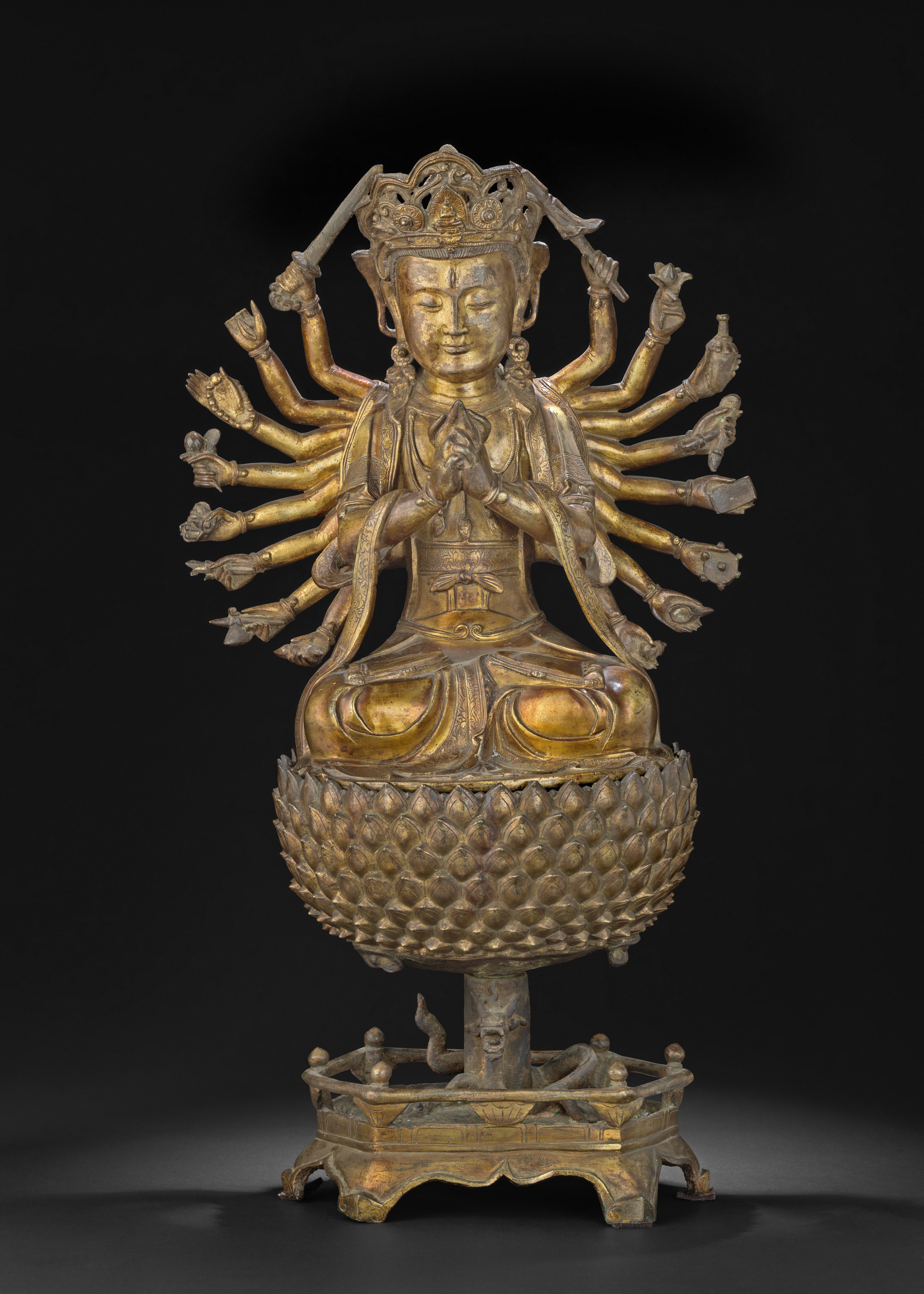 Gilt-Bronze Cundi Avalokiteśvara (Zhunti Guanyin) Seated Statue