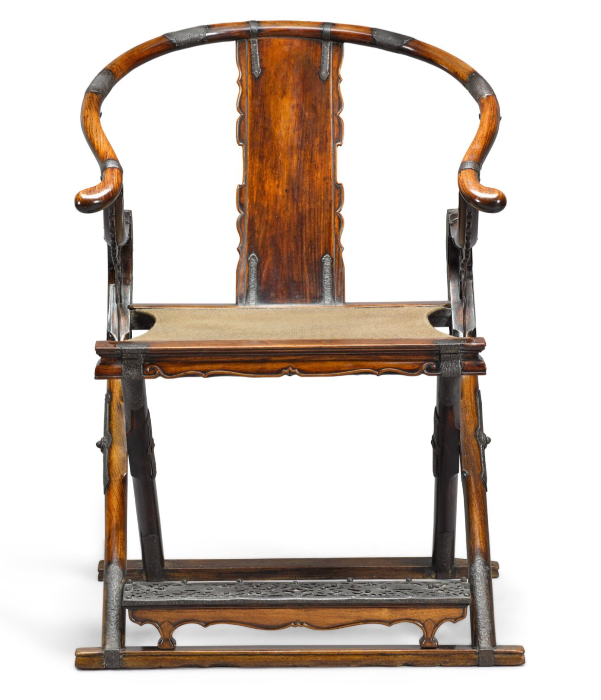 Huanghuali Wood Folding Armchair with Curved Rest